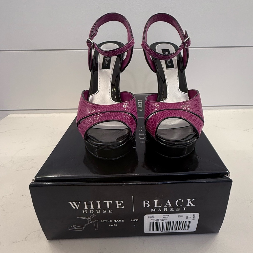 WHBM Laci Pink and Black Heels, size 7 - Picture 3 of 14